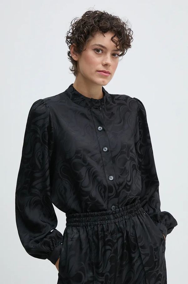 Mos Mosh Košulja Mos Mosh za žene, boja: crna, regular, s ruskim ovratnikom, 165220