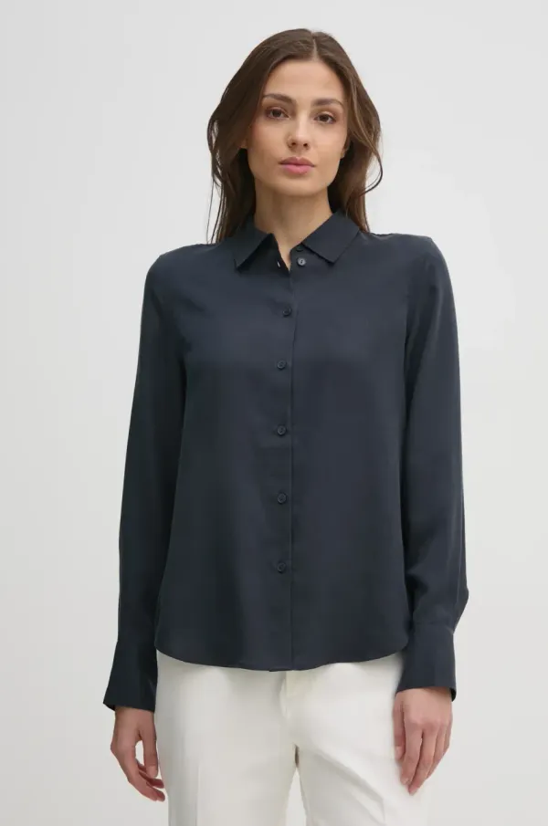 Mos Mosh Košulja Mos Mosh za žene, boja: tamno plava, regular, s klasičnim ovratnikom, 167230