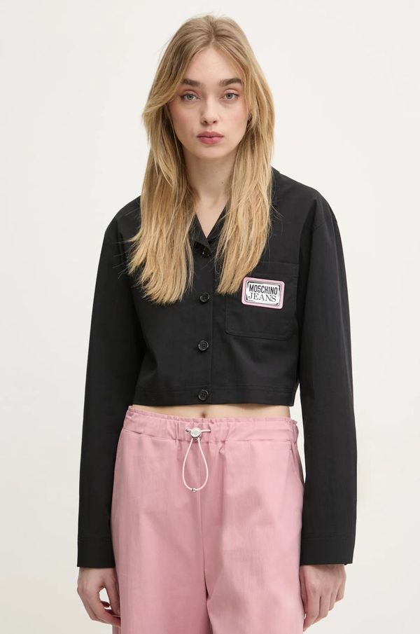 Moschino Jeans Košulja Moschino Jeans za žene, boja: crna, regular, s klasičnim ovratnikom, 0211 3224