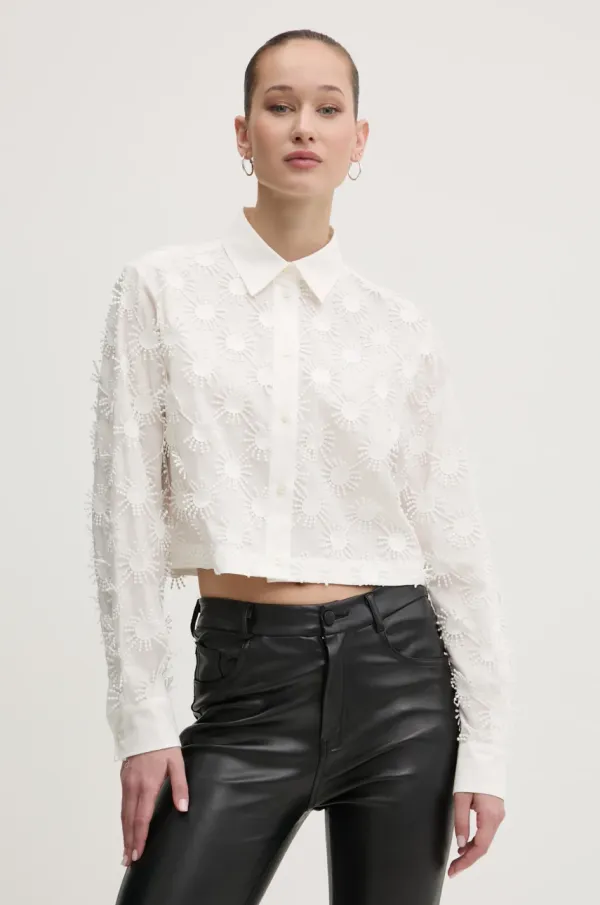 MSGM Košulja MSGM za žene, boja: bež, regular, s klasičnim ovratnikom, 3841MDE13.257121