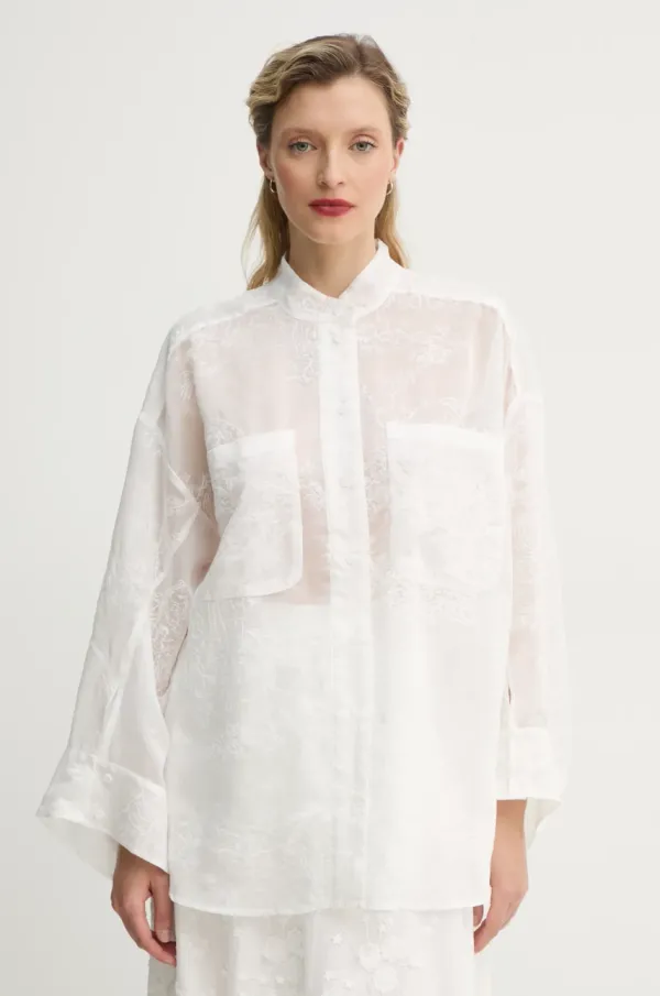 MUNTHE Košulja MUNTHE FORTUNATO za žene, boja: bijela, relaxed, s ruskim ovratnikom, 251104025135