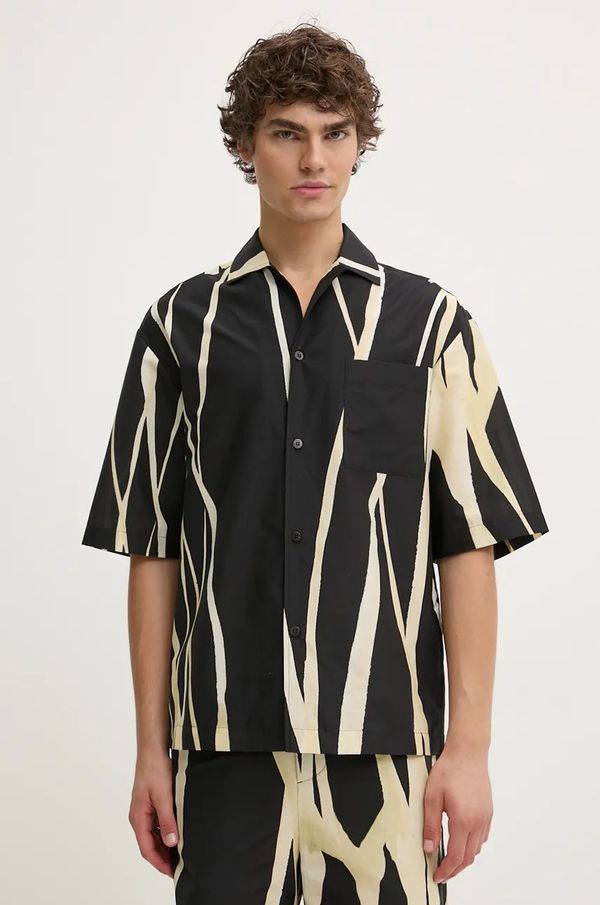 Nanushka Košulja Nanushka CASPIAN za muškarce, boja: crna, relaxed, s klasičnim ovratnikom, NM24PFSH02599