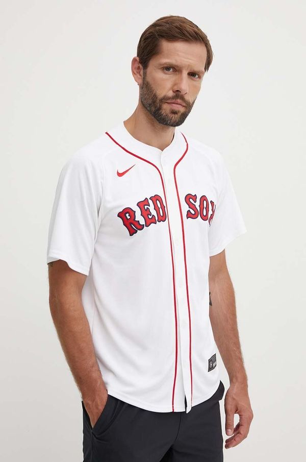 Nike Košulja Nike Boston Red Sox boja: bijela, regular, s ruskim ovratnikom