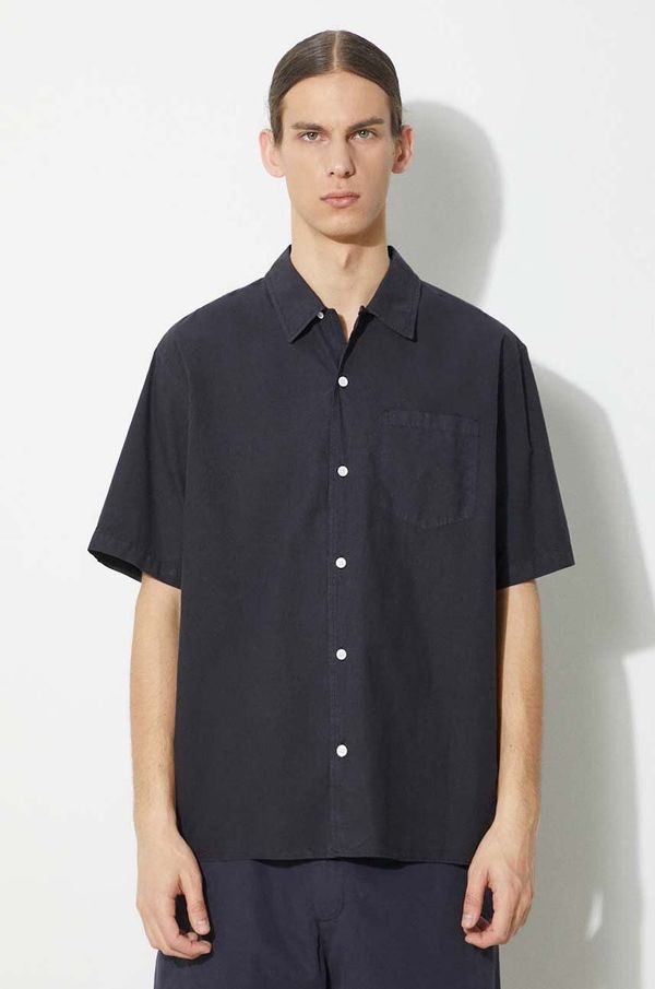 Norse Projects Košulja Norse Projects Carsten Cotton Tencel za muškarce, boja: tamno plava, regular, s klasičnim ovratnikom, N40.0579.7004