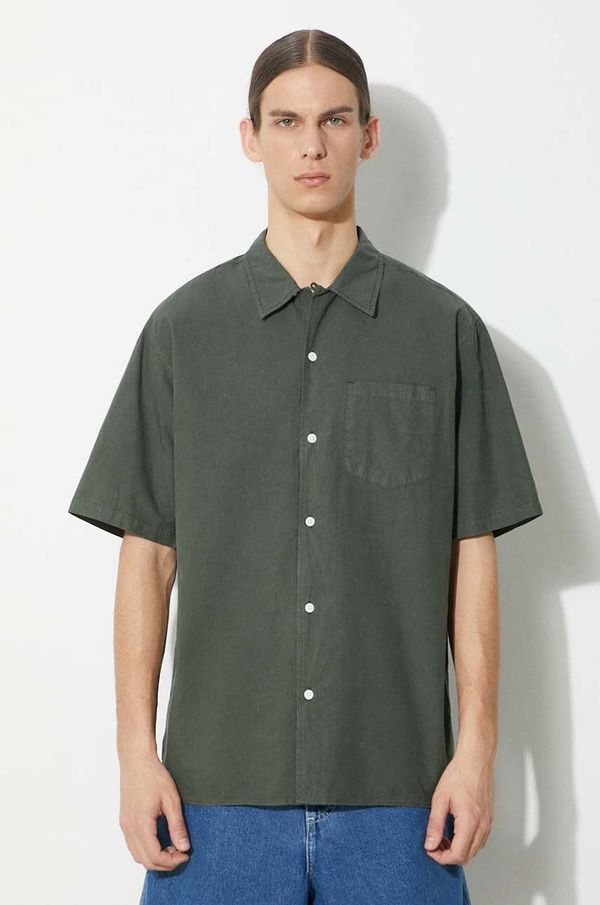 Norse Projects Košulja Norse Projects Carsten Cotton Tencel za muškarce, boja: zelena, regular, s klasičnim ovratnikom, N40.0579.8022