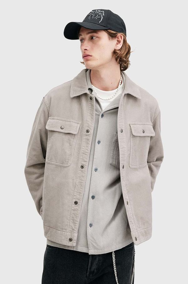 AllSaints Košulja od samta AllSaints CASTLEFORD boja: siva, relaxed, s klasičnim ovratnikom, M084OB
