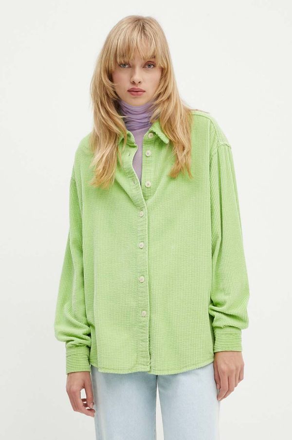 American Vintage Košulja od samta American Vintage boja: zelena, relaxed, s klasičnim ovratnikom, PADO06AH24