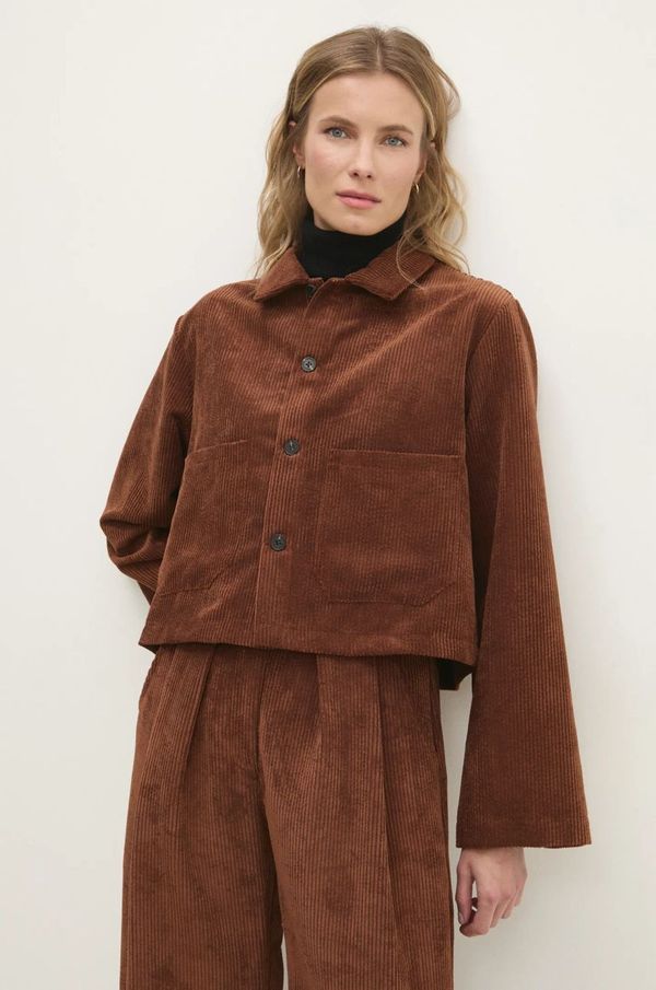 Answear Lab Košulja od samta Answear Lab boja: smeđa, regular, s klasičnim ovratnikom