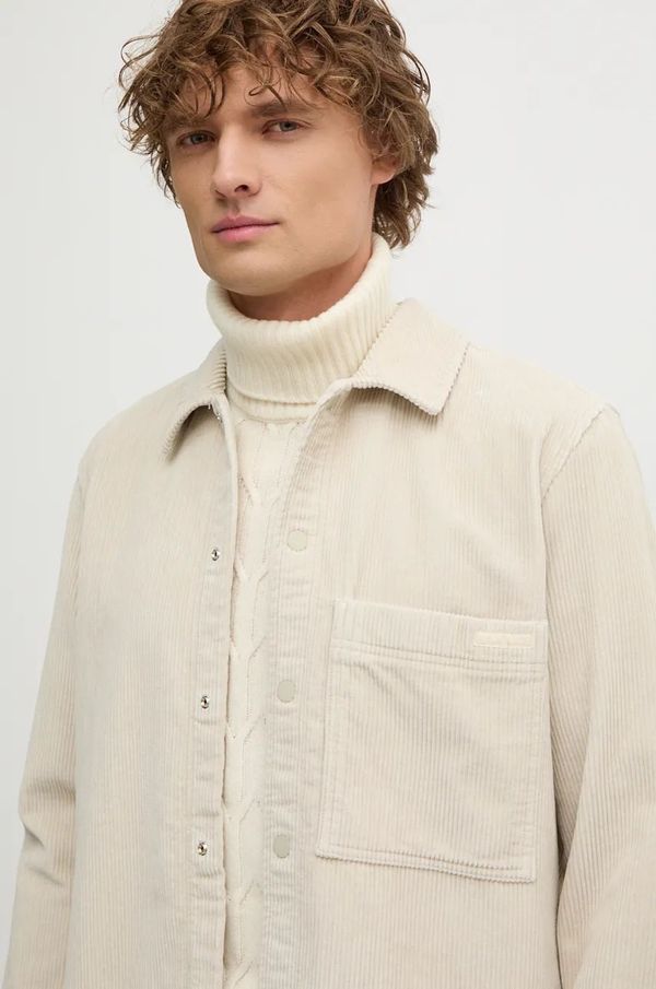 Calvin Klein Jeans Košulja od samta Calvin Klein Jeans boja: bež, regular, s klasičnim ovratnikom, J30J326678