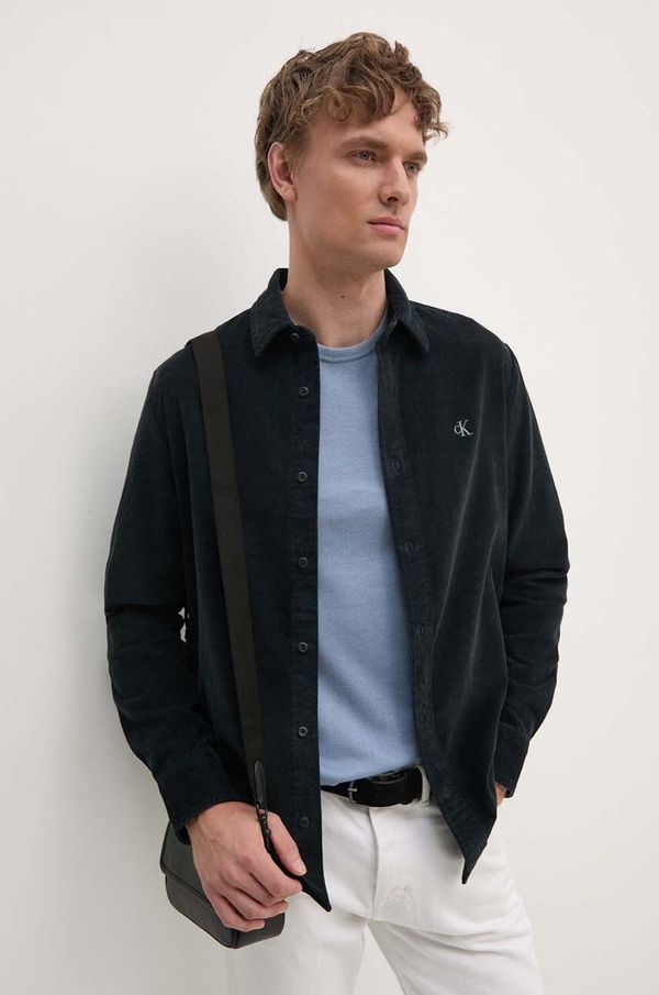 Calvin Klein Jeans Košulja od samta Calvin Klein Jeans boja: tamno plava, regular, s klasičnim ovratnikom, J30J326188