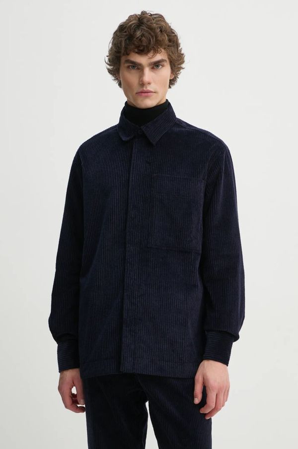 Études Studio Košulja od samta Études Studio boja: tamno plava, regular, s klasičnim ovratnikom, H24MMOUT370