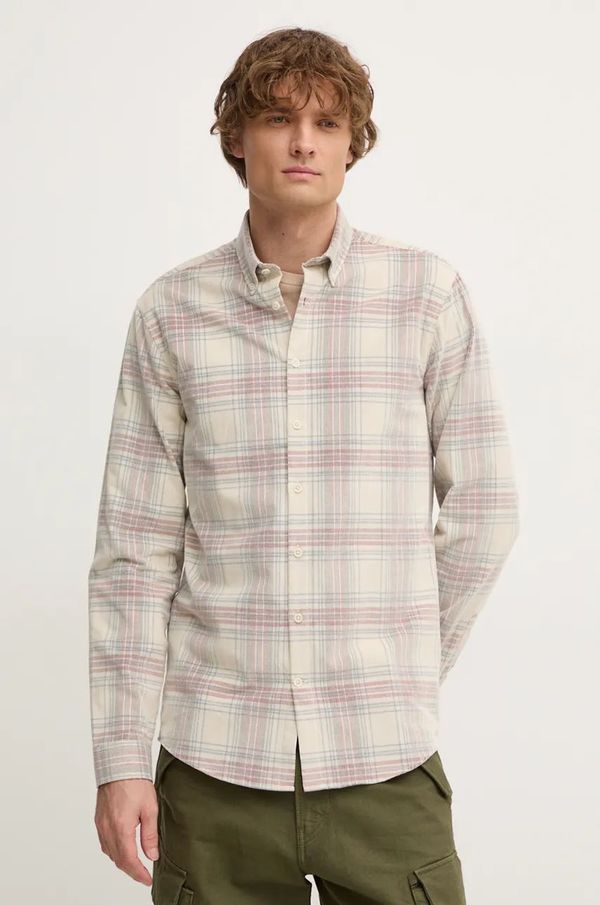 Lindbergh Košulja od samta Lindbergh boja: bež, relaxed, s button-down ovratnikom, 30-203660