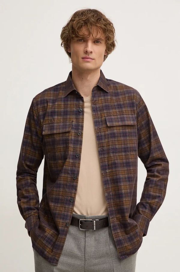 Liu Jo Košulja od samta Liu Jo boja: smeđa, regular, s klasičnim ovratnikom, QF4160 T2645