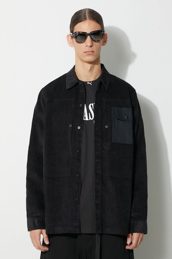 Maharishi Košulja od samta Maharishi Hemp Cord Utility Shirt boja: crna, relaxed, s klasičnim ovratnikom, 4566.BLACK