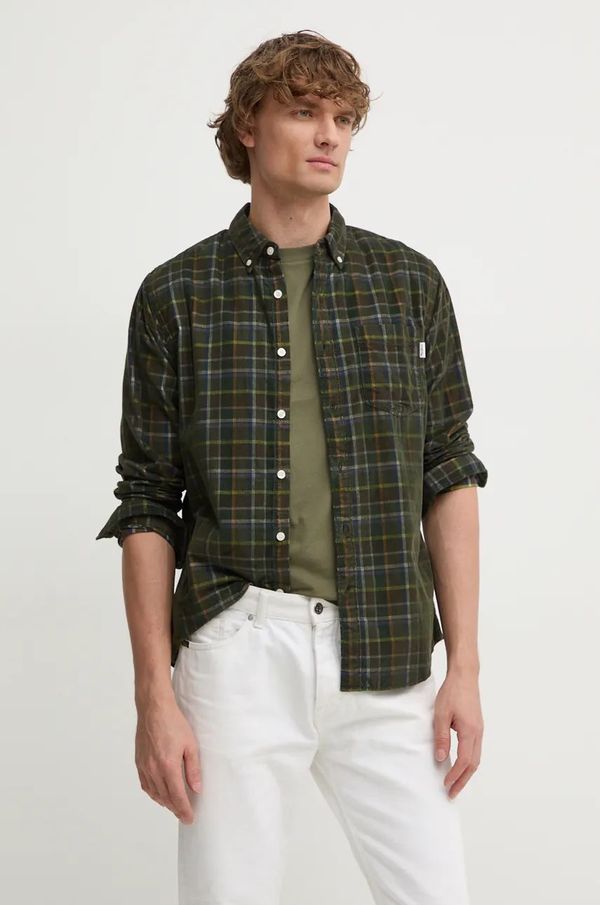 Pepe Jeans Košulja od samta Pepe Jeans MAX boja: zelena, regular, s button-down ovratnikom, PM308721