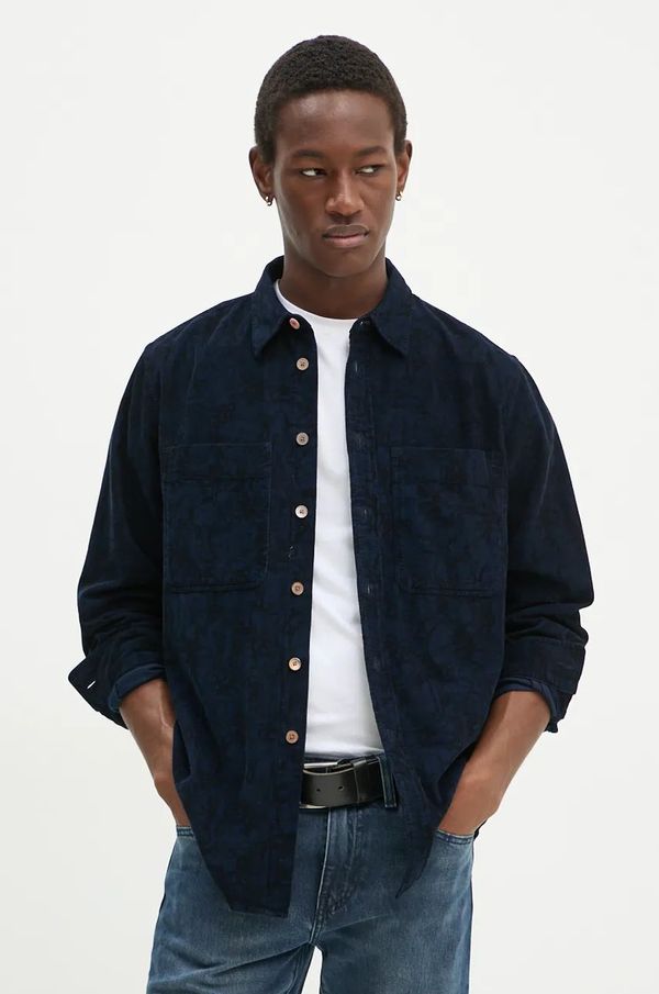 PS Paul Smith Košulja od samta PS Paul Smith boja: tamno plava, regular, s klasičnim ovratnikom, M2R.450Y.N22209