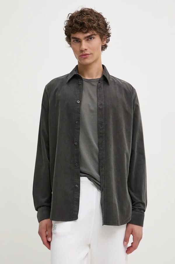 Samsoe Samsoe Košulja od samta Samsoe Samsoe SALIAM boja: siva, regular, s klasičnim ovratnikom, M10000028