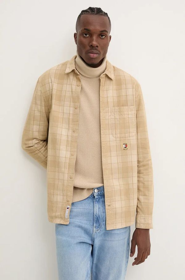 Tommy Jeans Košulja od samta Tommy Jeans boja: bež, regular, s klasičnim ovratnikom, DM0DM19653