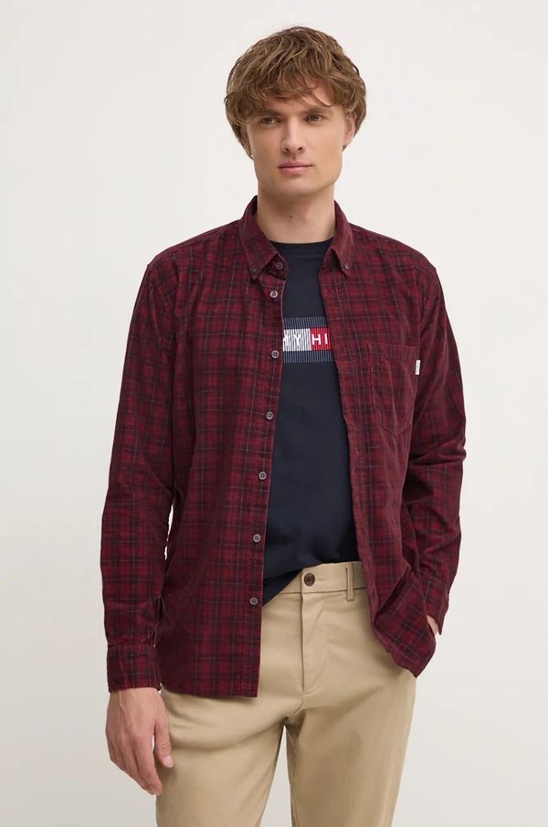 Pepe Jeans Košulja od velura Pepe Jeans MAREL boja: bordo, regular, s button-down ovratnikom, PM308725
