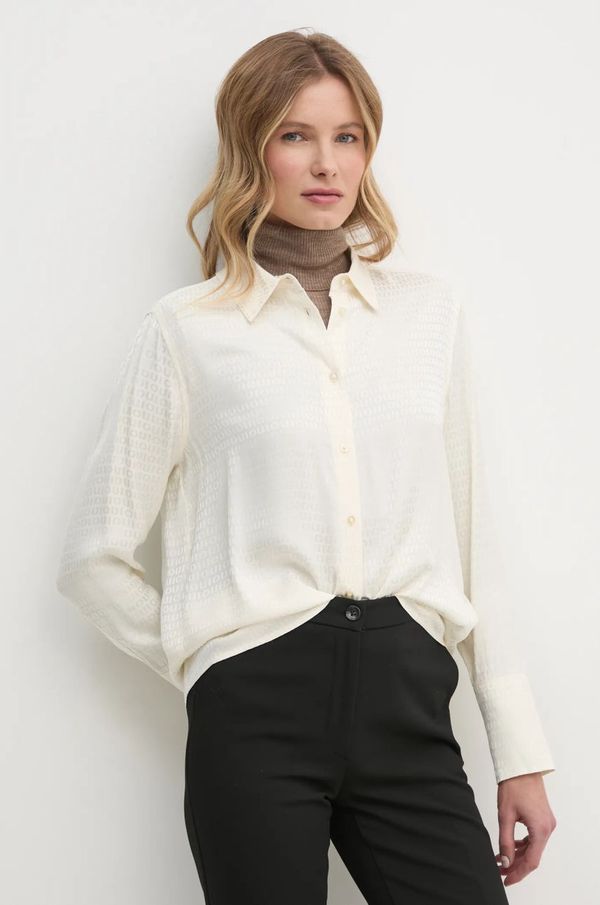 OUI Košulja OUI za žene, boja: bež, regular, s klasičnim ovratnikom, 89890