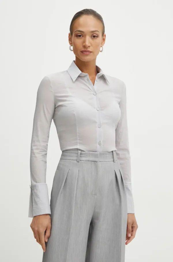 Patrizia Pepe Košulja Patrizia Pepe za žene, boja: siva, regular, s klasičnim ovratnikom, 8C0769 A534