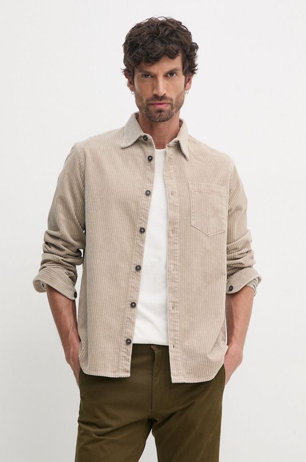 Paul&Shark Košulja Paul&Shark za muškarce, boja: bež, regular, s klasičnim ovratnikom, 14313178
