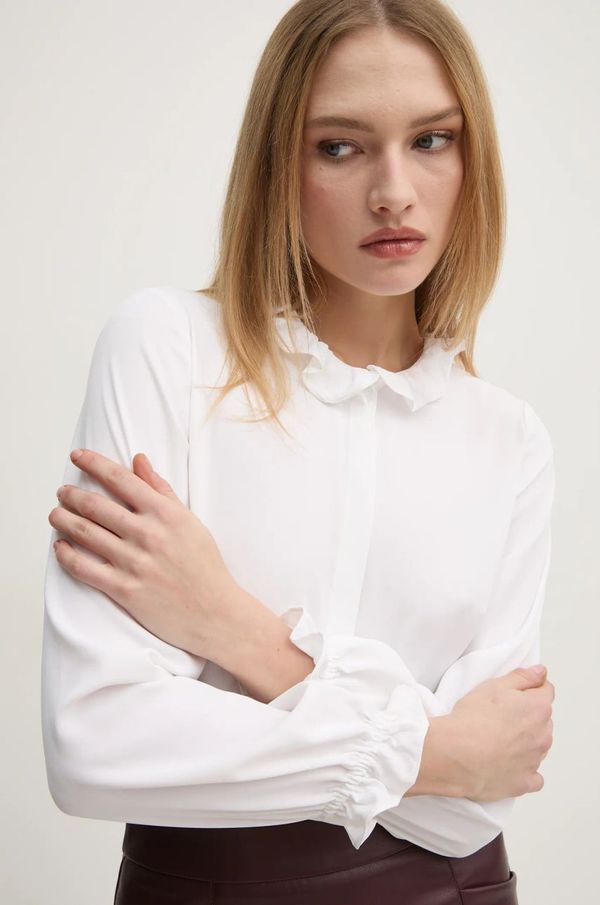 Pedro del Hierro Košulja Pedro del Hierro za žene, boja: bijela, regular, s ruskim ovratnikom, 6638228