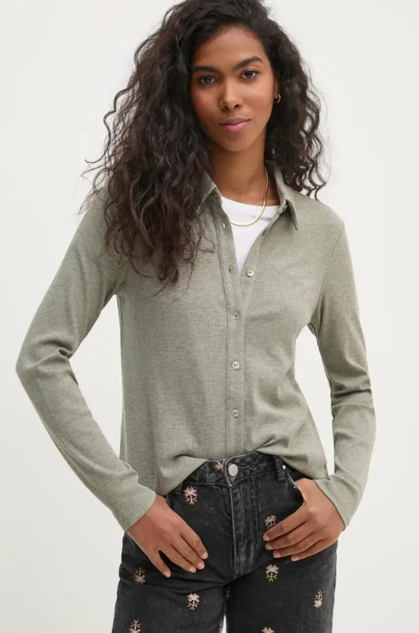 Pedro del Hierro Košulja Pedro del Hierro za žene, boja: siva, regular, s klasičnim ovratnikom, 8628738