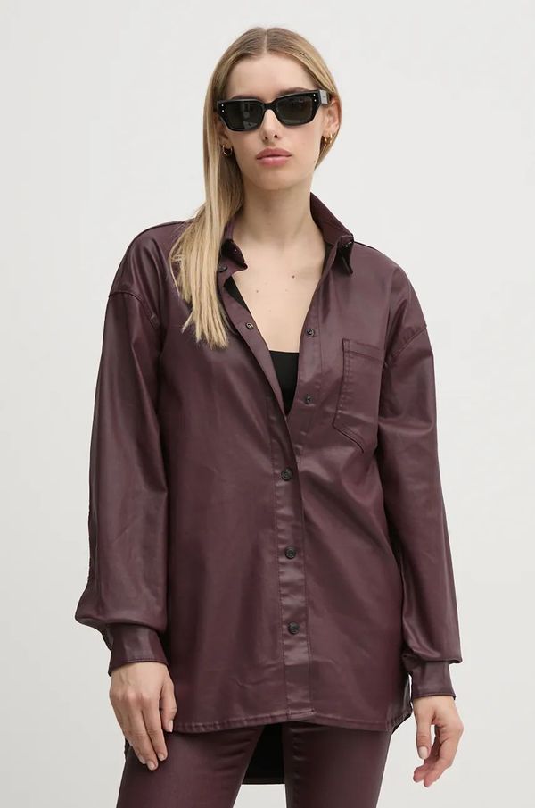 Pepe Jeans Košulja Pepe Jeans OVERSHIRT za žene, boja: bordo, relaxed, s klasičnim ovratnikom, PL304963YH7