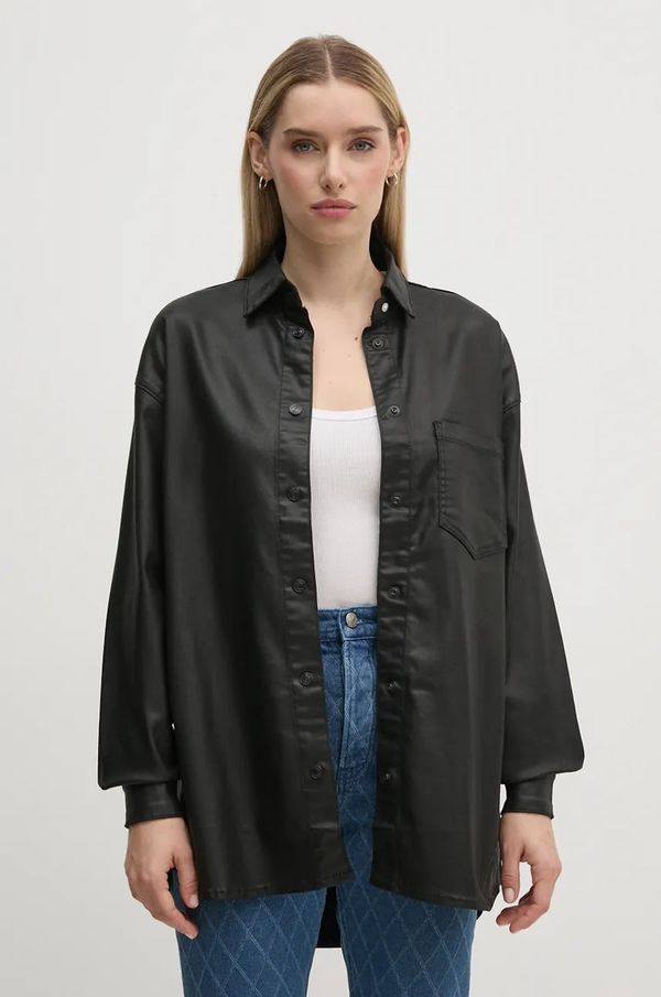 Pepe Jeans Košulja Pepe Jeans OVERSHIRT za žene, boja: crna, relaxed, s klasičnim ovratnikom, PL304963XM5