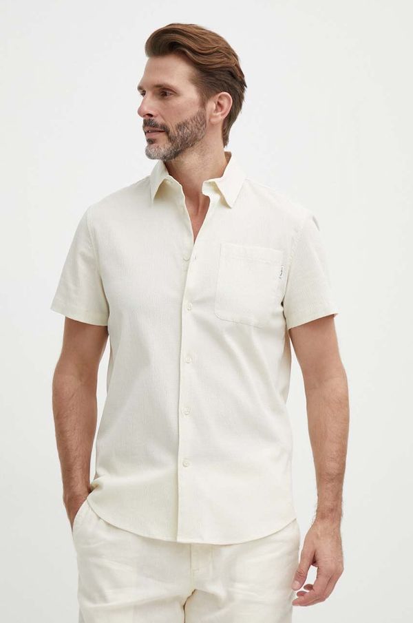 Pepe Jeans Košulja Pepe Jeans PYKE za muškarce, boja: bež, regular, s klasičnim ovratnikom, PM308495