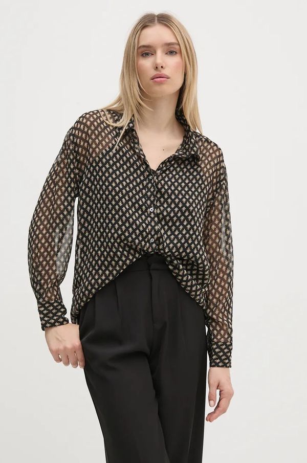 Pepe Jeans Košulja Pepe Jeans SAMANTHA za žene, boja: crna, relaxed, s klasičnim ovratnikom, PL304931