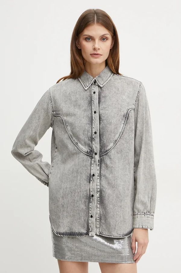 Pinko Košulja Pinko za žene, boja: siva, regular, s klasičnim ovratnikom, 103927 A210