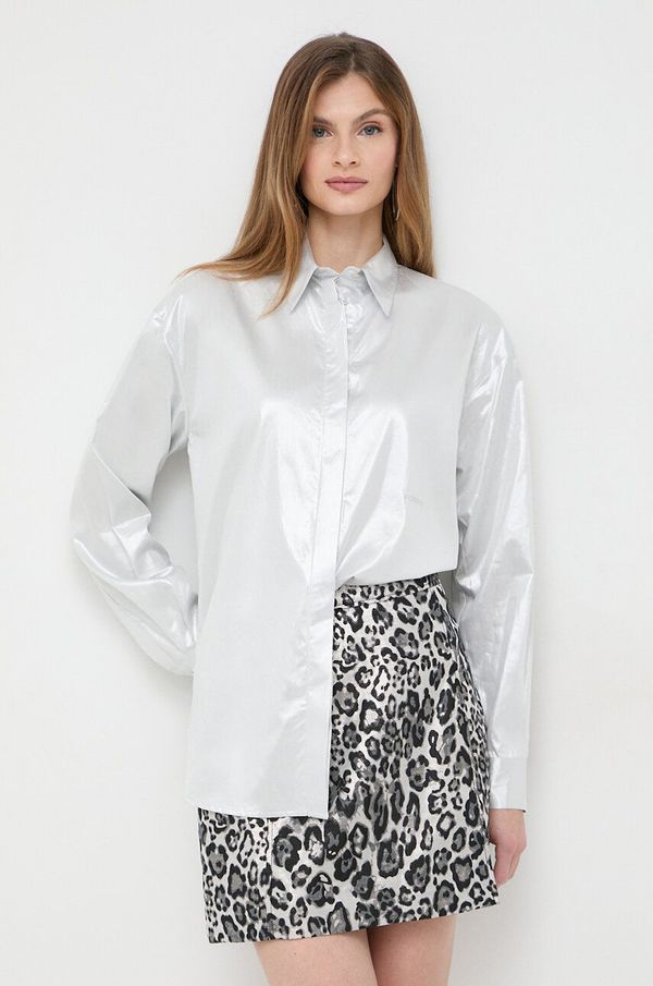 Pinko Košulja Pinko za žene, boja: siva, relaxed, s klasičnim ovratnikom