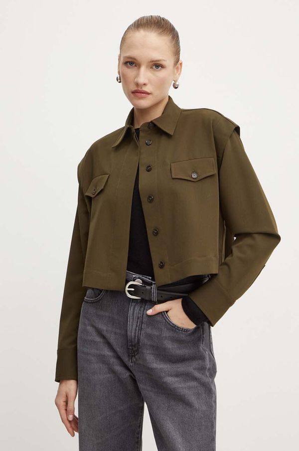 Pinko Košulja Pinko za žene, boja: zelena, relaxed, s klasičnim ovratnikom, 104197 A18E