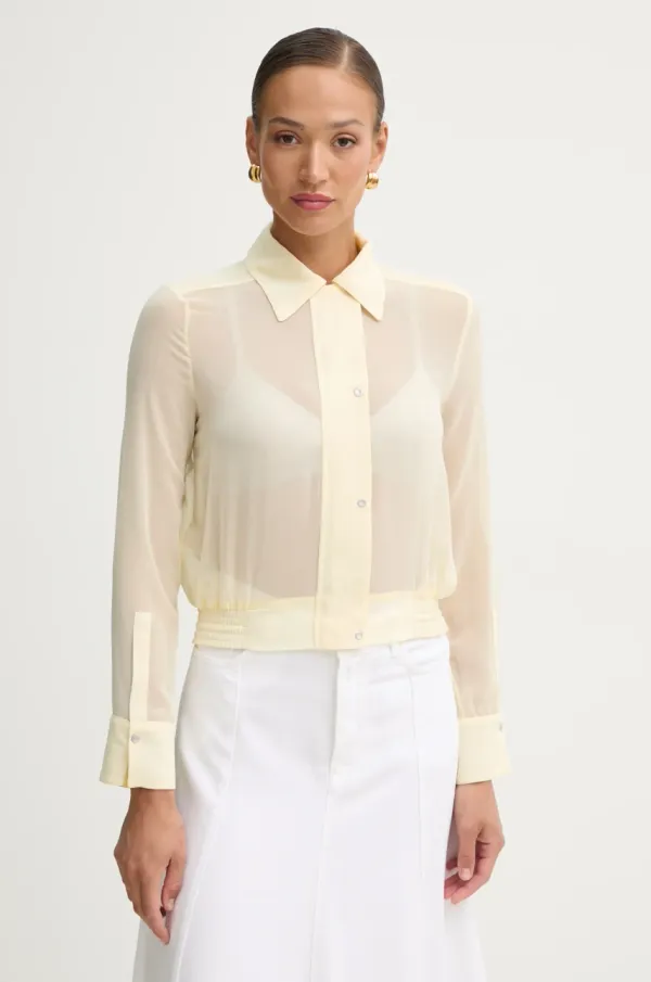 Pinko Košulja Pinko za žene, boja: žuta, regular, s klasičnim ovratnikom, 104787 A21F