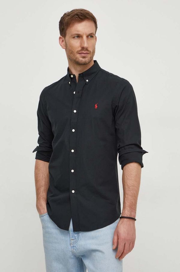 Polo Ralph Lauren Košulja Polo Ralph Lauren za muškarce, boja: crna, slim, s button-down ovratnikom