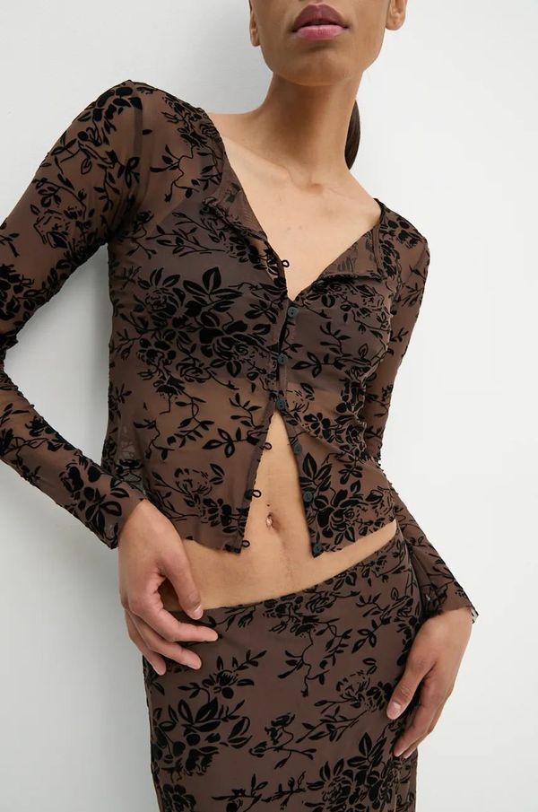 Resume Košulja Résumé CannesRS za žene, boja: smeđa, slim, 123151216