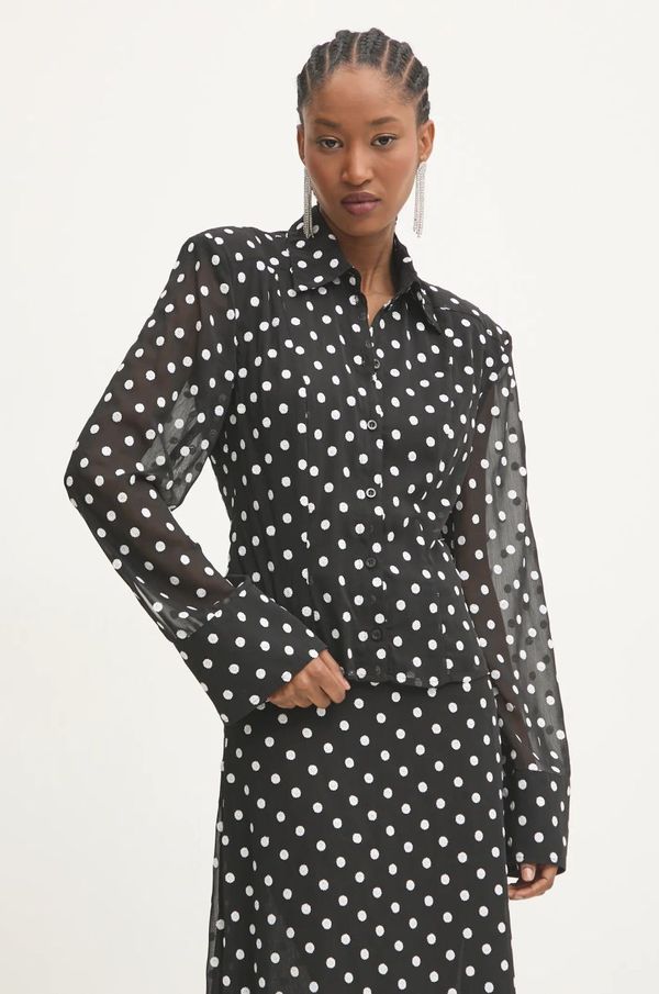 Rotate Košulja Rotate 0 za žene, boja: crna, regular, s klasičnim ovratnikom, 113256000