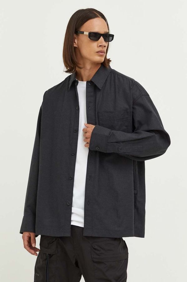 G-Star Raw Košulja s dodatkom lana G-Star Raw boja: crna, relaxed, s klasičnim ovratnikom