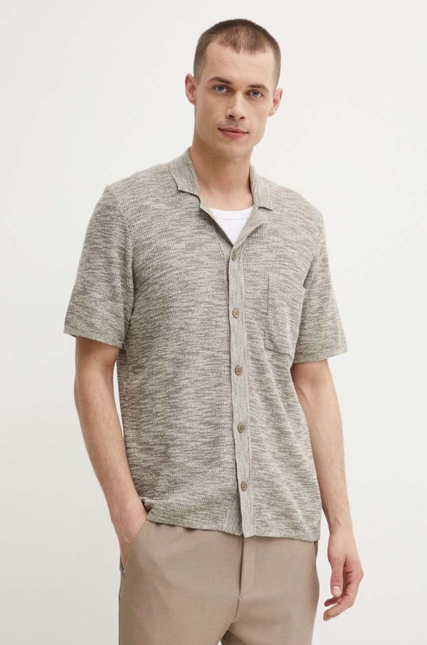 Samsoe Samsoe Košulja s dodatkom lana Samsoe Samsoe LARRY boja: bež, regular, M24200027