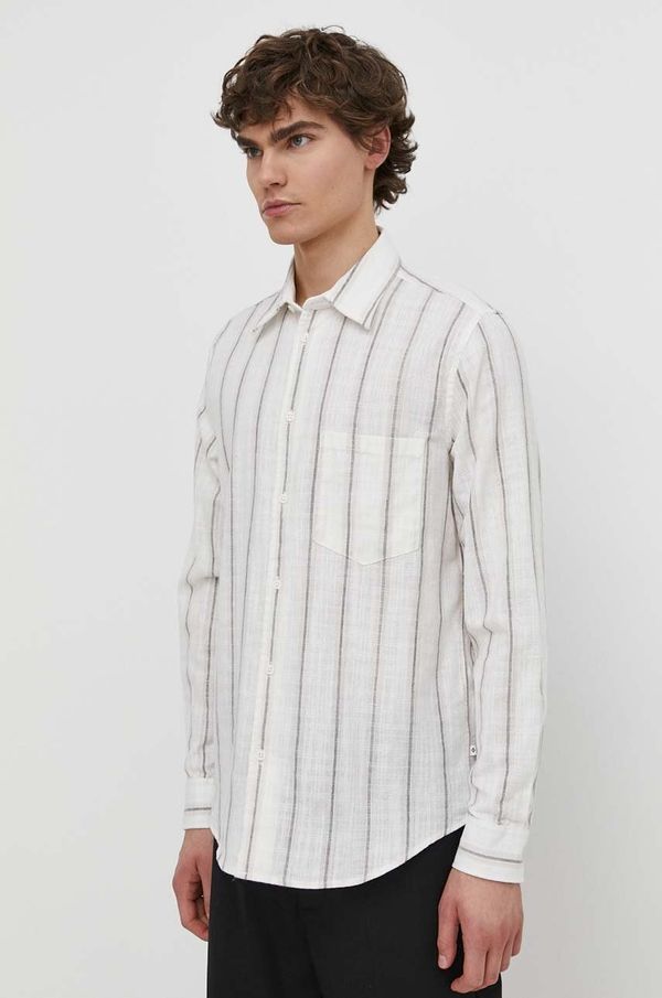 Samsoe Samsoe Košulja s dodatkom lana Samsoe Samsoe LIAM boja: bijela, regular, s klasičnim ovratnikom, M22100012