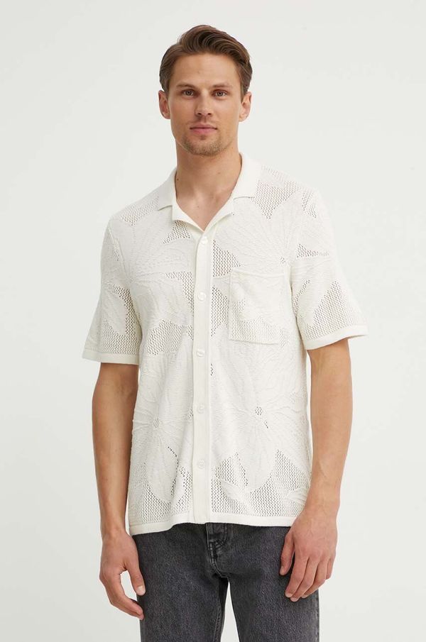 Samsoe Samsoe Košulja s dodatkom lana Samsoe Samsoe SACONALD boja: bež, regular, M24200015