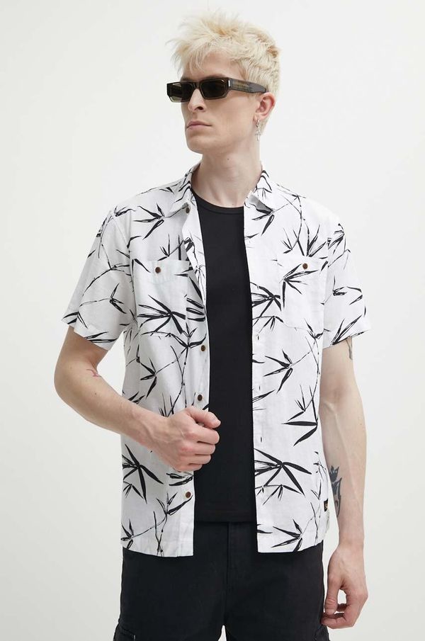Superdry Košulja s dodatkom lana Superdry boja: bijela, regular, s klasičnim ovratnikom