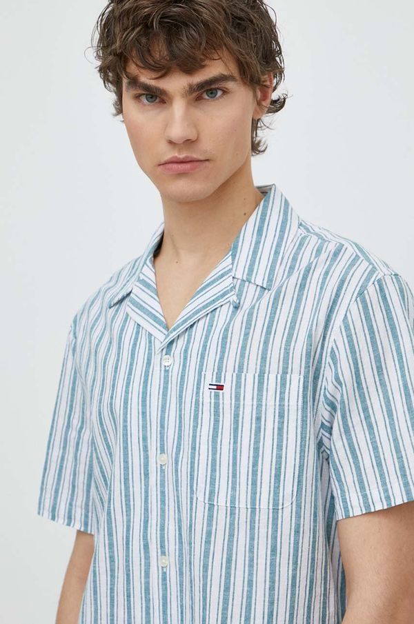 Tommy Jeans Košulja s dodatkom lana Tommy Jeans boja: zelena, regular