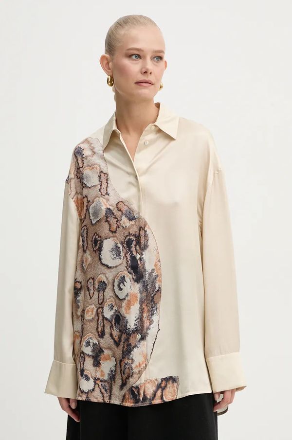 Aeron Košulja s primjesom svile AERON boja: bež, relaxed, s klasičnim ovratnikom, SH162507