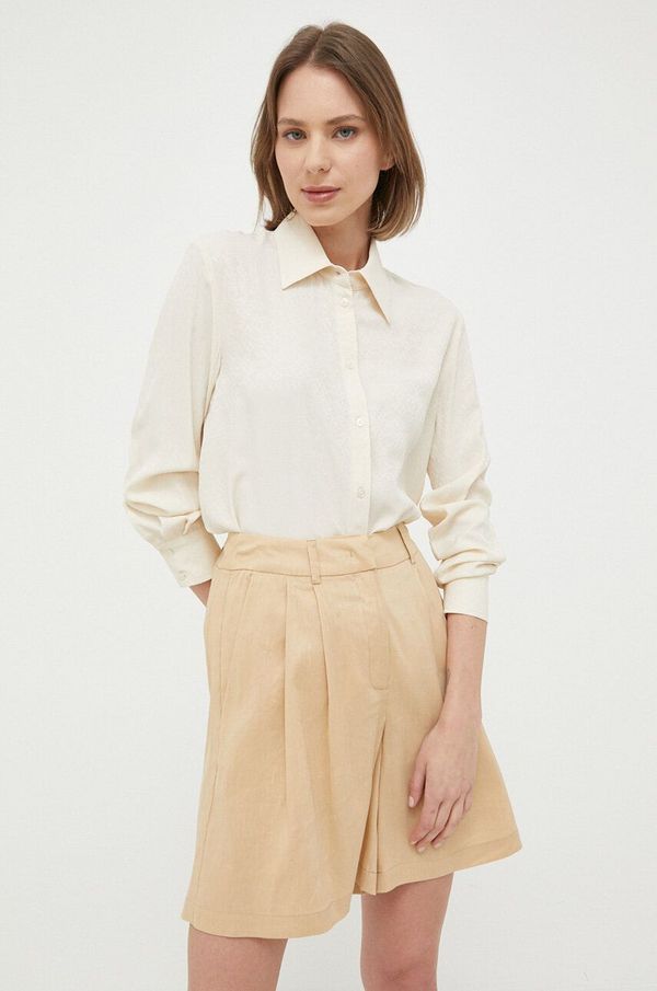 Pinko Košulja s primjesom svile Pinko boja: bež, regular, s klasičnim ovratnikom