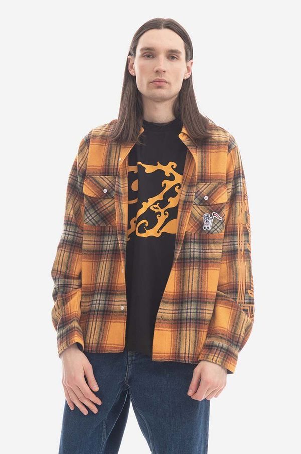 Billionaire Boys Club Košulja s primjesom vune Billionaire Boys Club Check Shirt boja: narančasta, regular, s klasičnim ovratnikom, B22417-ORANGE