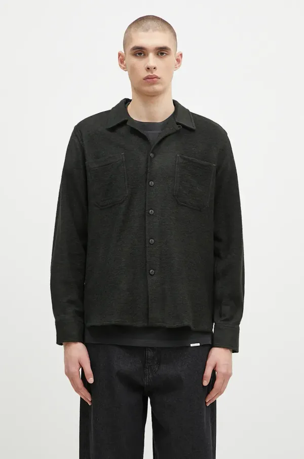 Universal Works Košulja s primjesom vune Universal Works boja: zelena, regular, s klasičnim ovratnikom, 31566