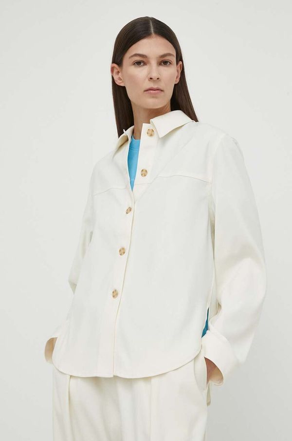 Samsoe Samsoe Košulja Samsoe Samsoe ESMEL za žene, boja: bež, regular, s klasičnim ovratnikom, F23300164